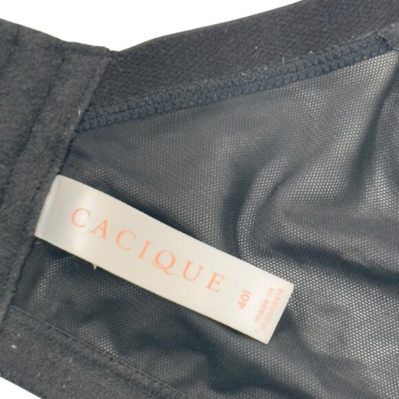 Cacique Women Black Lace Full Coverage Underwire Minimizer Bra 40I Comfy Straps - Picture 5 of 12